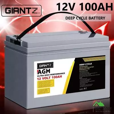 Giantz AGM Deep Cycle Battery 12V 100Ah Marine Sealed Power Portable Box Solar • $171