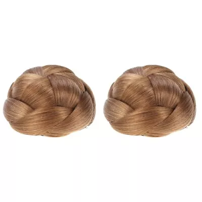  2 Count Braided Wig Updo Bun 1b# Natural Looking Women To Weave • £15.38