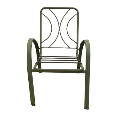 Vintage Green Metal Patio Chair Wear 1970s High Back 3 Chairs - Price For 1 • $382.49