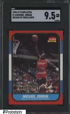 1996-97 Fleer Ultra Decade Of Excellence Michael Jordan Bulls HOF SGC 9.5 • $10.72