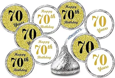 70th Birthday Gold Kisses Stickers (Set Of 324) Chocolate Drops Labels Stickers • $8.99