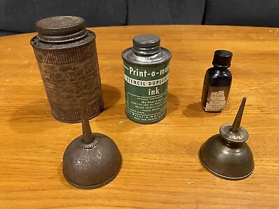Misc Vintage Sewing Machine Oiler Vintage Metal Oil Can + Vintage Ink Lot • $17.99