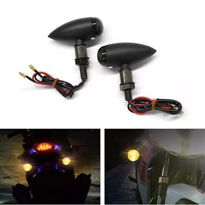 2X Metal Motorcycle Turn Signal Bullet Blinker Lights For Bobber Chopper Cruiser • $15.35