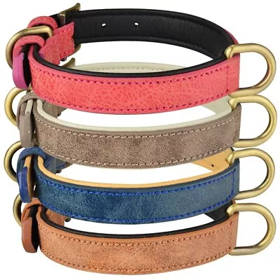 Soft Leather Dog Puppy Collar Adjustable Small Medium Large Female Male Pet • $9.98