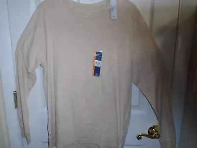 New Men's George Beige Long Sleeve Crew Cotton T-shirt Size Medium (38-40) • $4.99