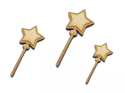 £4.77 • Buy Wooden Mdf Wand Star Shape Ornament Laser Cut Embellishment 