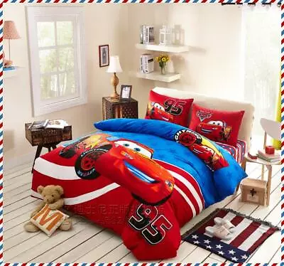 100% Cotton Cars Lightning McQueen Single Bed Quilt Cover Set • $73.72