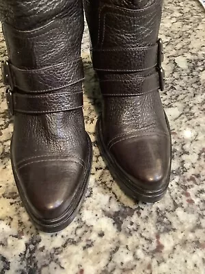 Woman’s Miu Miu By Prada Brown Cap Toe Leather Boots Size 38 • $95