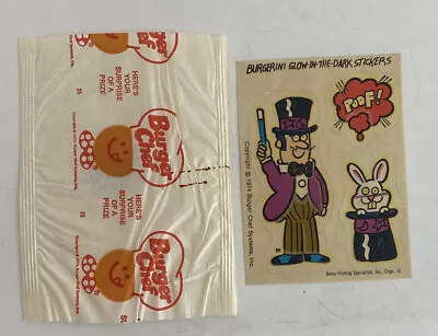 Vintage 1974 Burger Chef Burgerini Glow In The Dark Stickers Sheet Premium Pack • $49.99