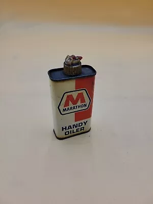 Vintage Marathon Oil Company Handy Oiler Lubrication Tin Can Multi Use • $39