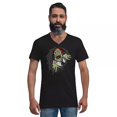 Flesh Eating Zombie Ripping Through Chest Unisex Short Sleeve V-Neck T-Shirt • £26.71