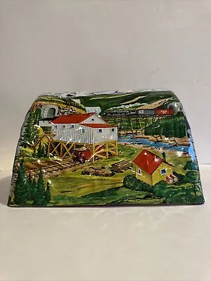 Vintage Louis Marx Tin Lithograph O Scale Train Mountain Tunnel Folding Scenery • $14.99