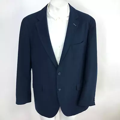 Tailorbyrd 44R Stretch Fabric Two Button Blazer Sport Coat Jacket Blue Felt • $33.62