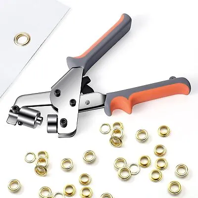 Grommet Hand Press Kit Handheld Hole Punch Pliers 3/8  500pcs Grommets Eyelets • $25.99