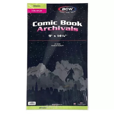 1 Pack (25) BCW Brand Graded Comic Book Mylar Storage Bags Archival 2 Mil • $28.88