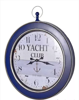 Blue Border Wall Clock Rustic 34  High Nautical Yacht Club Sentiment Metal • $206.99