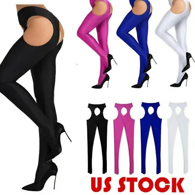 TiaoBug US Women Hollow Out Tights Stretchy Suspender Pantyhose Tights Nightwear • $18.93