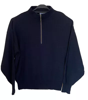 Meister 1/4 Zip Wool Blend Pullover Solid Black Knit Sweater Mens Large Ski Hike • $18.72