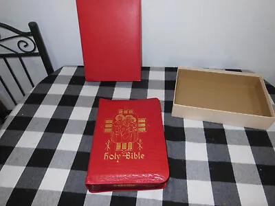 Vintage 1950's HOLY BIBLE Illustrated Catholic Home Edition Very Nice Condition • $40