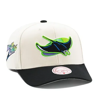 Mitchell & Ness Tampa Bay Rays Precurved Vintage Snapback Hat Cap - Off White • $38.90