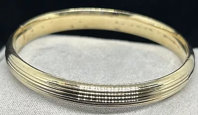 Classy 14k Yellow Gold Ribbed Hinged Bangle Bracelet 6.75” ~8.3mm 9.10g • £573.70