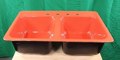 Orange Kitchen Sink Professionally Refinished Drop In Style Vintage • $825