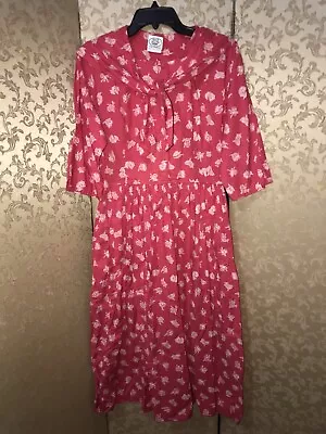 Laura Ashley Vintage Pink Multi-Color Floral Print A-Line Dress Size 12 6 • $59.99