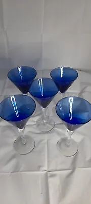 5 X Cobalt Blue Martini Glasses • £18.99