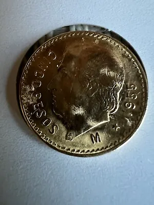 MEXICO 1955-M 5 Pesos- CInco Pesos.900 GOLD - Circulated Condition  .1205 Ounce • $350