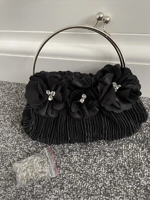 £4.99 • Buy Leko London Black Sparkly Beaded Evening Party Clutch Purse Bag Bnwot