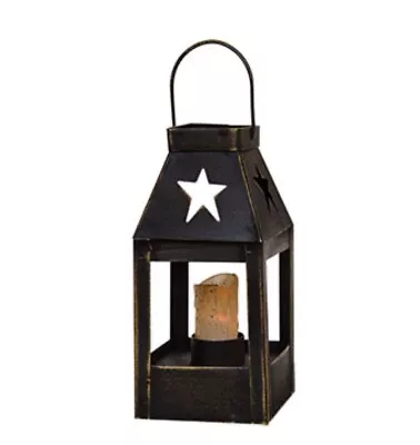 Mini Decorative Lantern With Star Cutout - Primitive Black  - Flameless Candle • $13.95