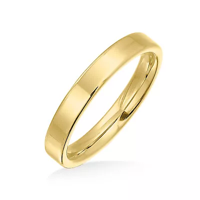 Thin Cigar Flat Couples Wedding Band Titanium Rings Shine Polished 3MM • £14.47