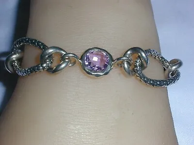 Designer Michael Dawkins Sterling Silver Amethyst Rose Quartz Toggle Bracelet! • $89