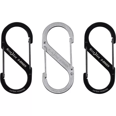 Nite Ize S-Biner Size #4 Stainless Steel Dual Carabiner Black/Stainless 3-Pack • $10.79