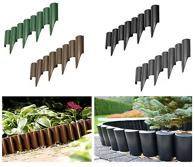 Long Garden Lawn Palisade 2.5m Edging Border Wall Flowerbed Wood Texture NEW • £11.97
