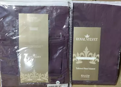 2 Royal Velvet Lantana Tailored Valance Dark Raisin 50 X17  NWT • $19