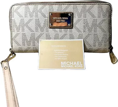 NWT Michael Kors Fulton Vanilla Logo Flat Phone Case Wallet Bag/Purse • $40