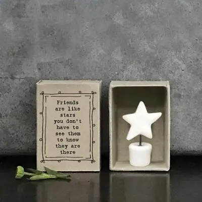 Porcelain Star Matchbox Gift - Friends Are Like Stars - Mini Gift -East Of India • £5.75