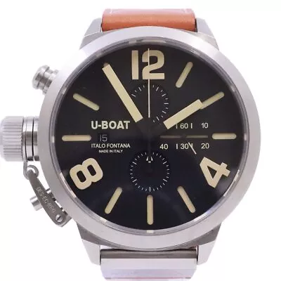 U-BOAT Classico Chronograph Automatic Men's Watch Used Black Dial Leather Strap • $1363.78