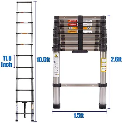 Folding Telescoping Ladder Collapsible Extension Ladder Combination For RV Attic • $70.47