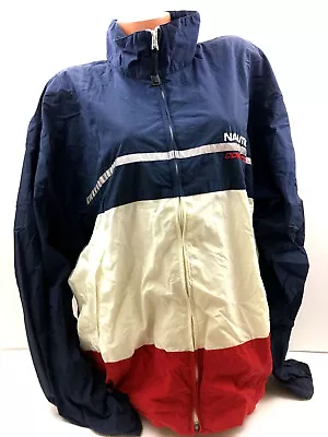 Vtg 90s Nautica Competition Mens Jacket Windbreaker Color Block Flag Spellout XL • $199.06