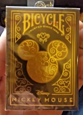 Bicycle Disney Mickey Mouse Inspired Black And Gold Playing Cards New Sealed • $9.87