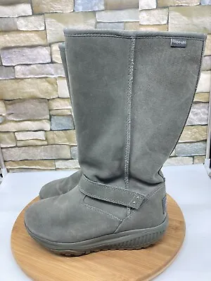 $34.90 • Buy Skechers Womens Shape Ups Gray Leather Fur Lined XF Wedge Toning Boots Size 6