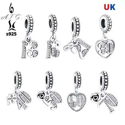£19.99 • Buy S925 Birthday Number Vintage Pendant Bead Valentine Mum Sister Daughter AFG