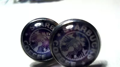 Starbucks Mermaid Logo Earrings Starbucks Coffee Post Stud Purple White NWOT • $8.99