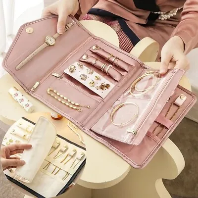 For Women Roll Foldable Jewelry Case Travel Jewelry Organizer Mini Case Bag • $12.62