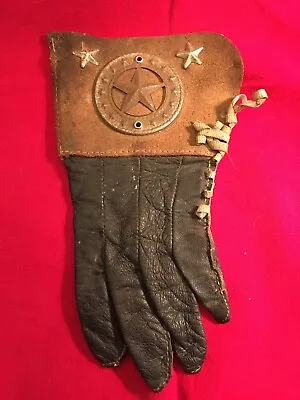 Childs Vintage COWBOY Leather And  Star Shield GLOVE • $5