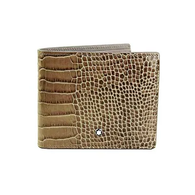 Montblanc Meisterstuck Selection Men's Leather Bifold Taupe Wallet 6cc #114446 • $289.95