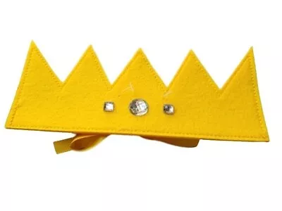 NEW Yellow Child Size Tiara Crown Jewel Tie Felt Queen King Fancy Dress Book Day • £5.49
