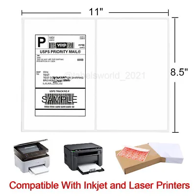 500-8000 Mailing Shipping Labels 8.5 X5.5  Round Corner Half Sheet Self Adhesive • $161.96